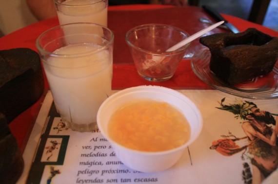 Congealed corn and soya juice at Freya, Sucre