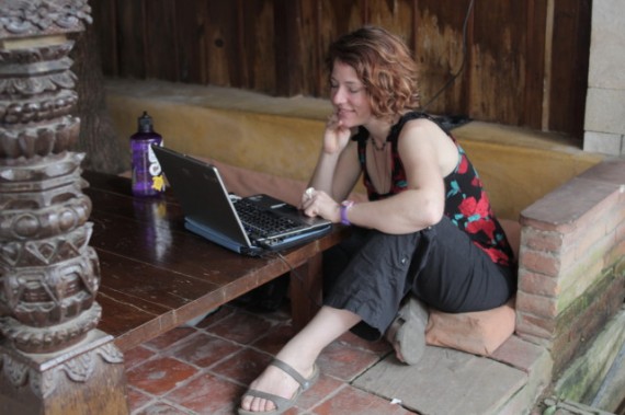 Nora working away in Nepal