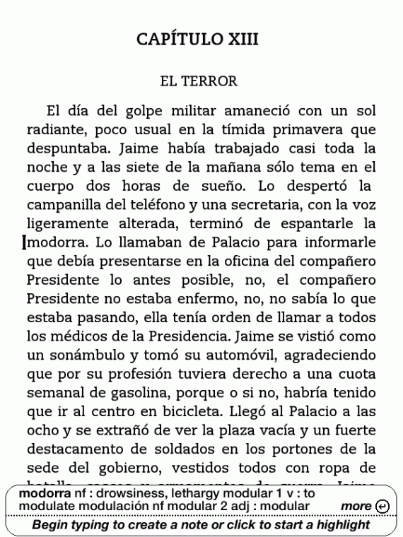 Kindle Screen Shot of Spanish Dictionary Kindle Screen Shot of Spanish Dictionary