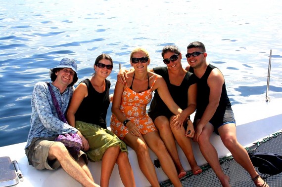 Bloggers on a catamaran snorkelling trip in Bocas del Toro