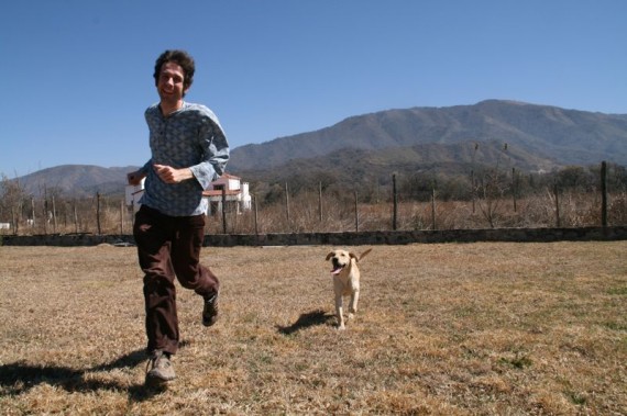 Simon with Mani the puppy while house sitting in Argentina Simon with Mani the puppy while house sitting in Argentina
