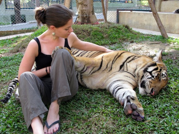 Jodi at Tiger Kingdom, near Chiang Mai, Thailand