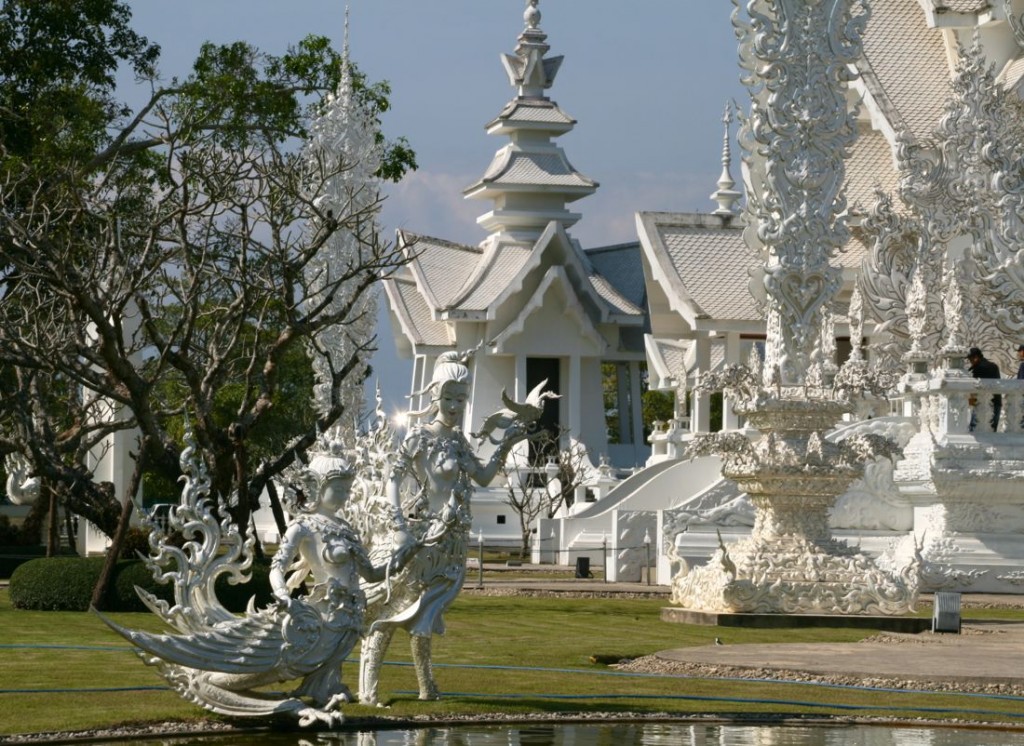 Statues at pond, White Temple