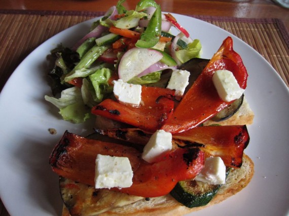 Roast vegetable and feta open panini at Chiang Dao Nest
