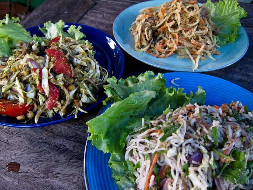 Tea leaf salad, Shan papaya salad, Shan noodle salad