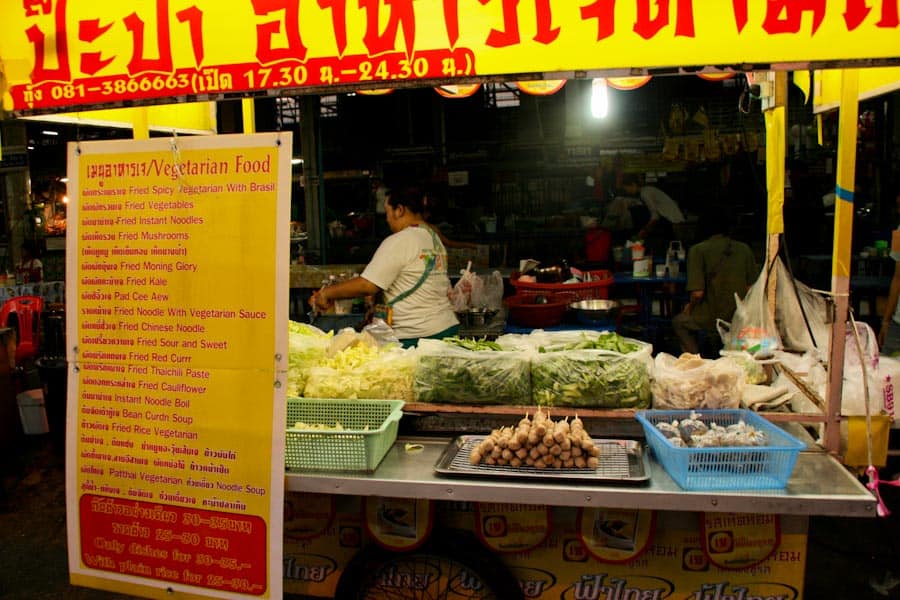 Vegetarian stall at Chiang Mai Gate market