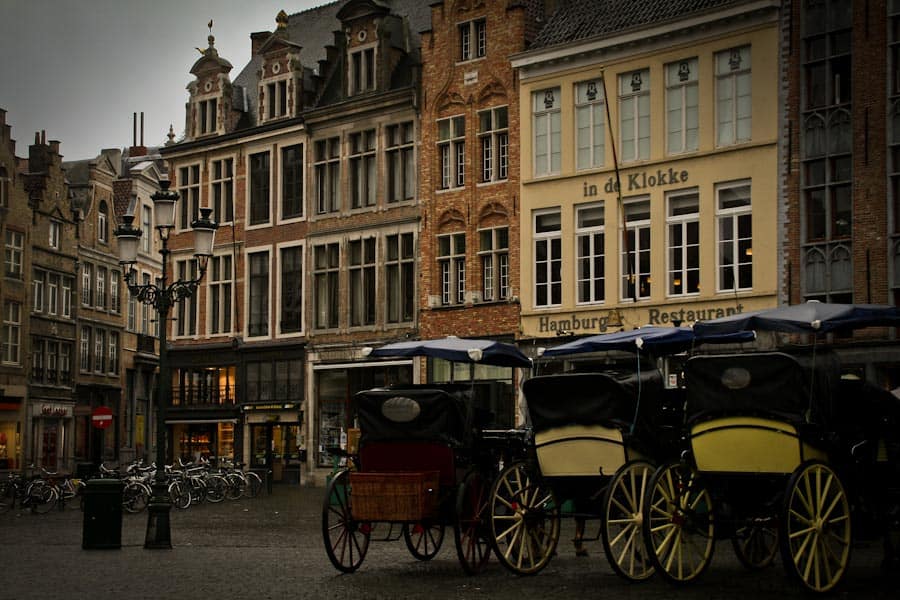 Bruges markt horse carriages