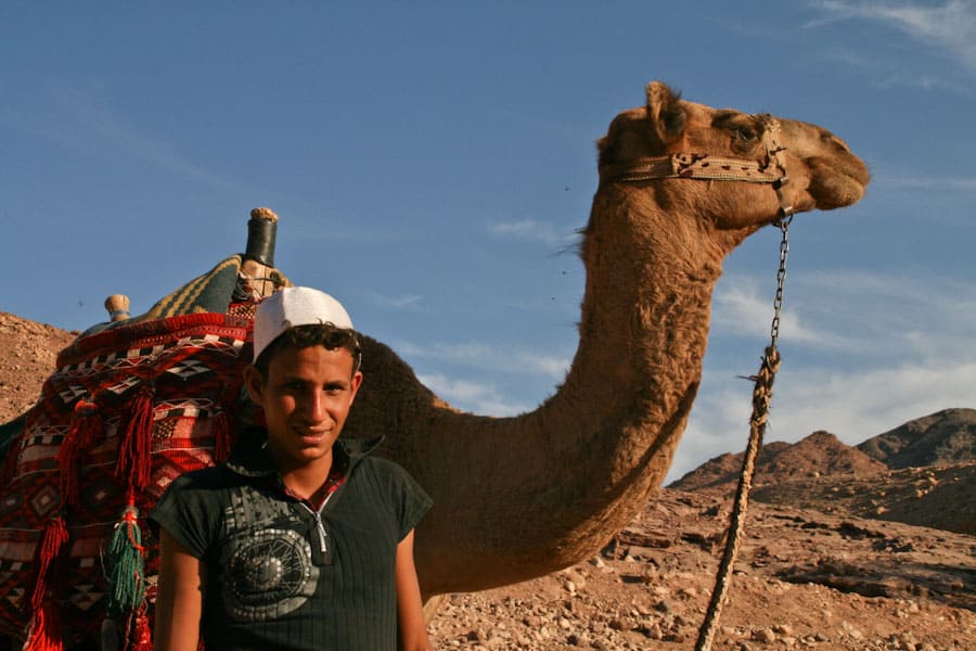 Hamid and his camel at Feynan Ecolodge