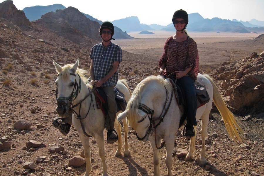 Us horse riding in Wadi Rum, Jordan