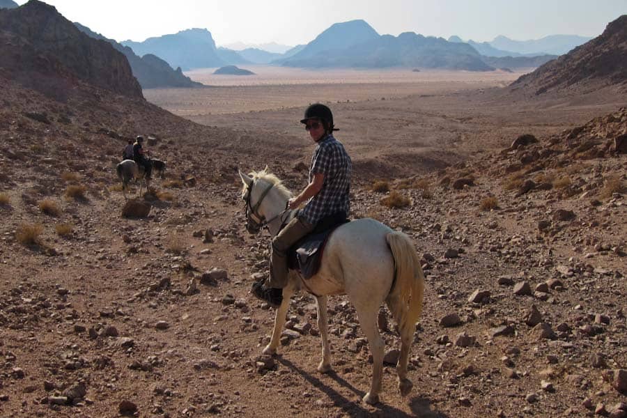 Down into the valley, horse riding in Wadi Rum
