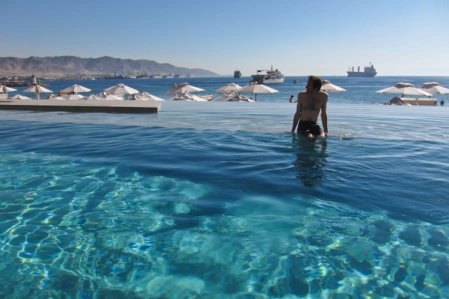 Simon in Kempinski Aqaba pool