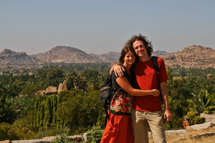 Us in Hampi, India on our RTW trip