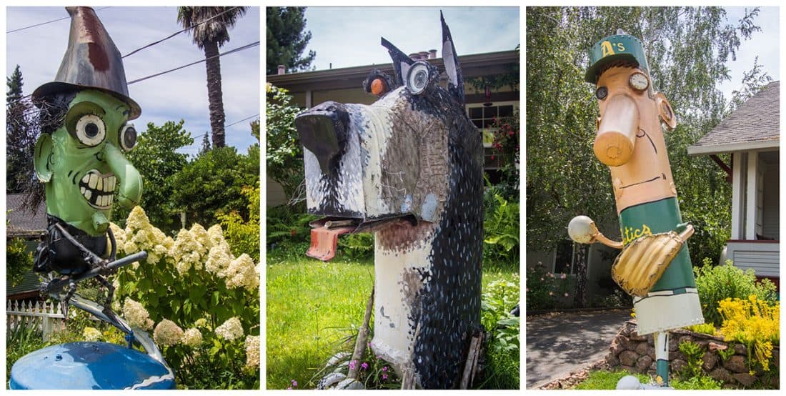 Patrick Amiot junk sculptures, Florence Avenue, Sebastopol, Sonoma County