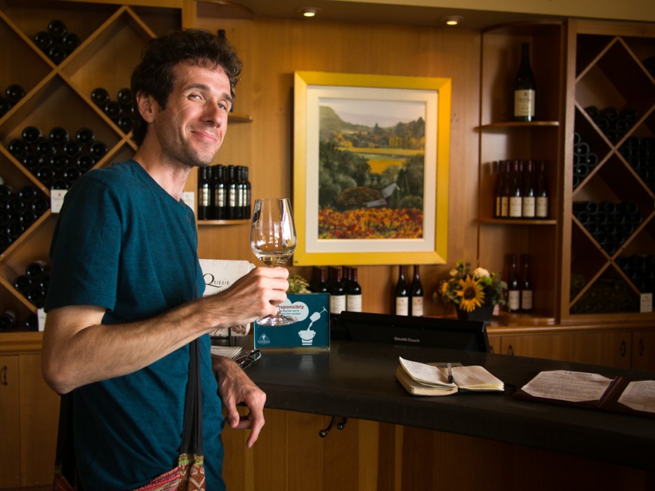 Simon wine tasting at Quivira Winery, one of the best things to do in Sonoma, California.