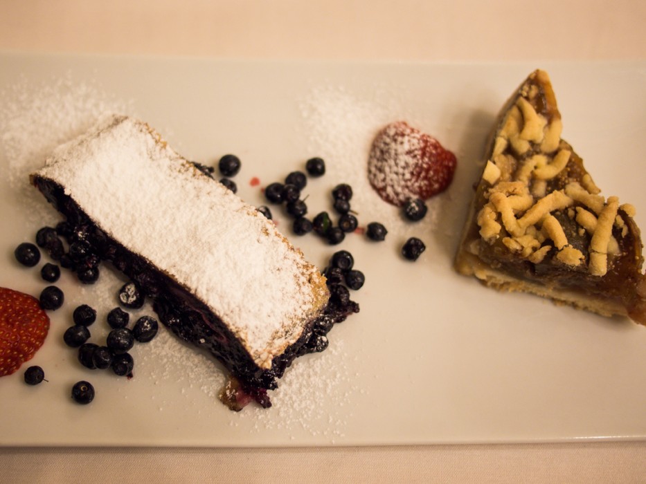 Blueberry strudel and fig pie at Hotel Malovec restaurant