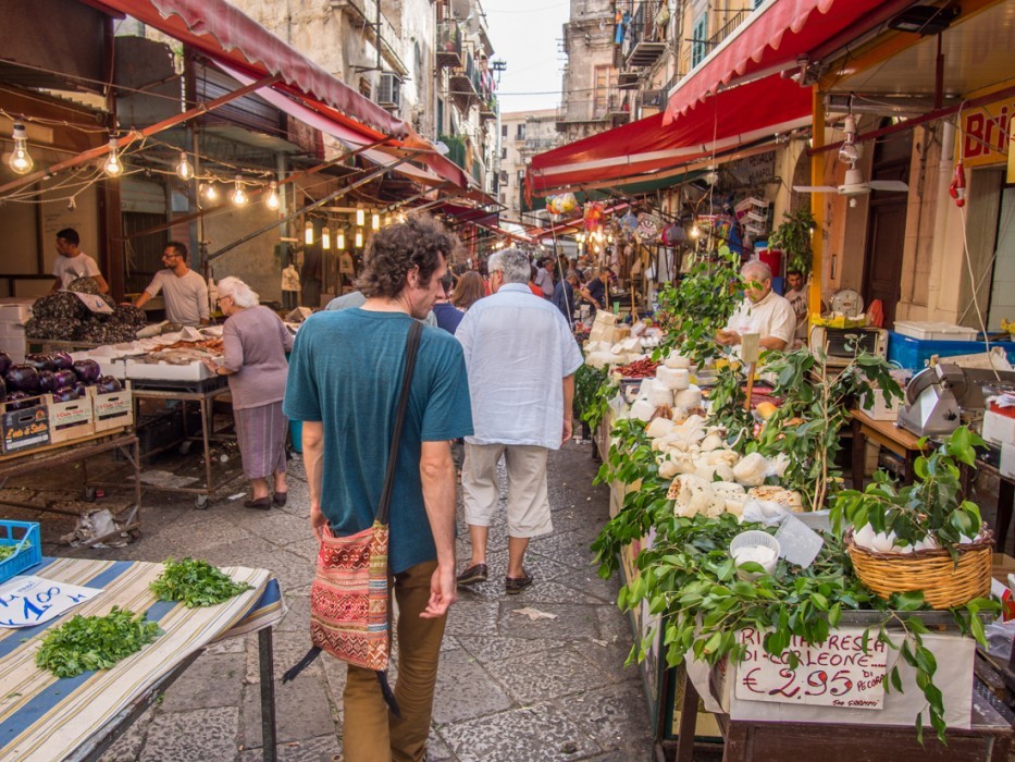 Cheese stall at Ballaro market, Palermo