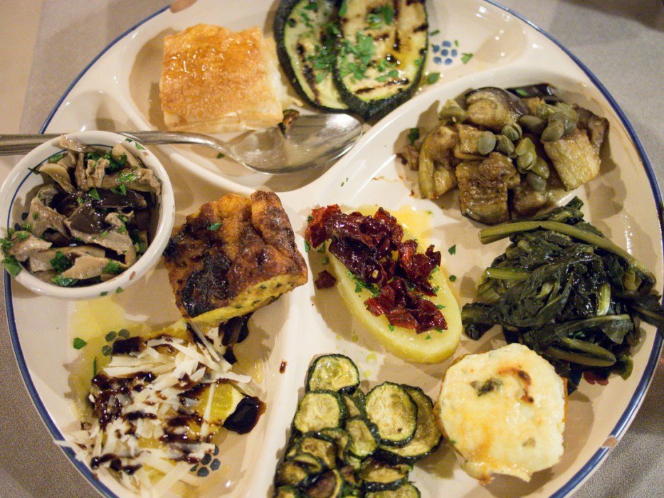 Antipasti plate at Trattoria del Caveoso, Matera