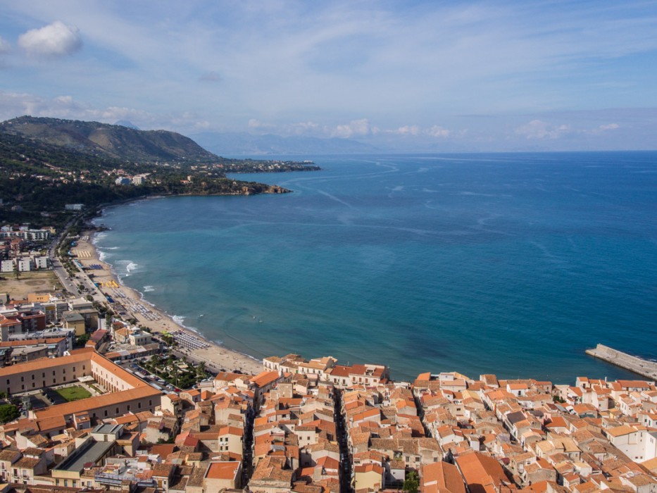 View of Cefalu from La Rocca, Western Sicily, Italy