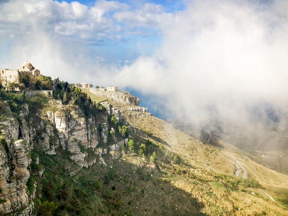 Fog rolling in to Erice's castle