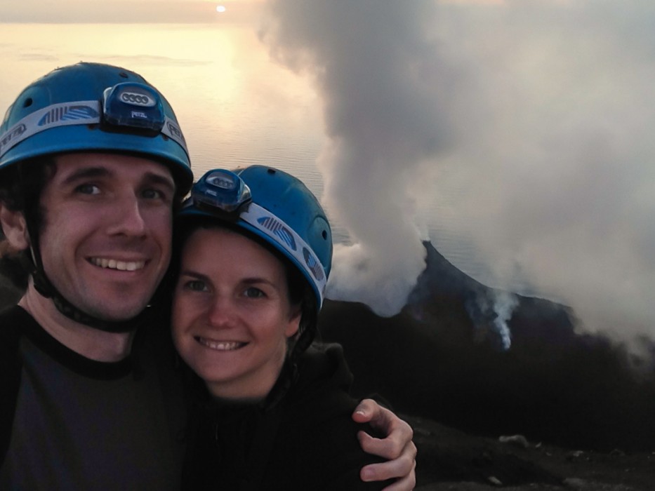 Erin and Simon at the top of Stromboli