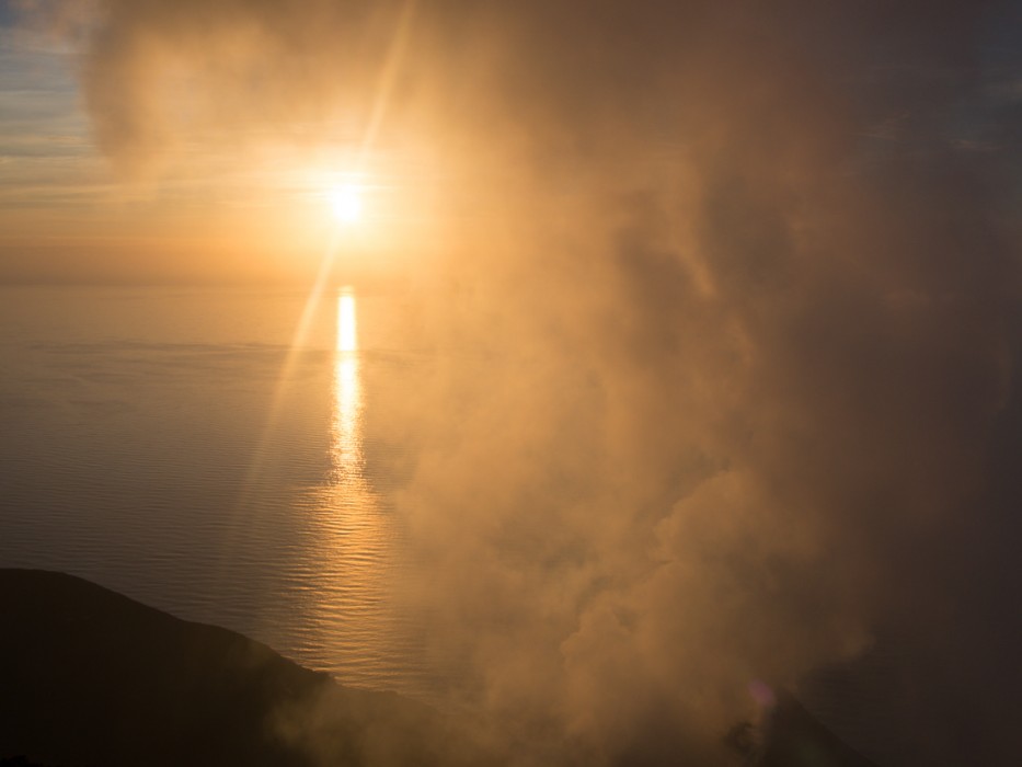 Stomboli volcano at sunset, Sicily