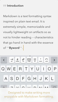 Screenshot of the iOS app Byword's interface