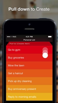 Screenshot of the iOS app Clear's interface