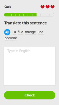 Screenshot of the iOS app Duolingo's interface