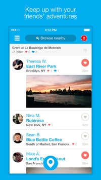 Screenshot of the iOS app Foursquare's interface