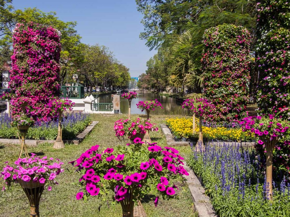 Chiang Mai's moat during the Flower Festival, Thailand