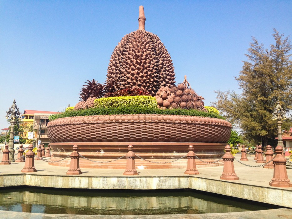 Kampot durian roundabout statue