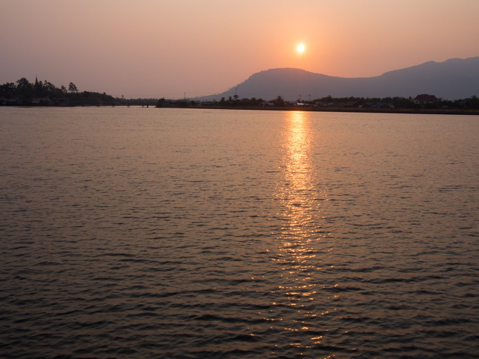 Sunset on Kampot's river, Cambodia