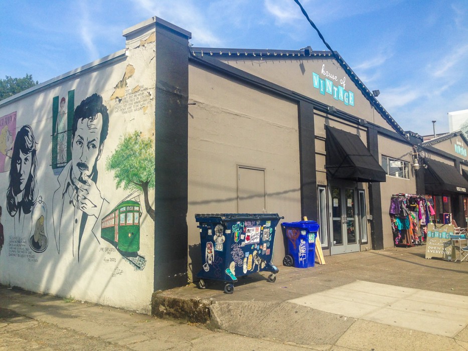 Street art and vintage clothes shop, Portland