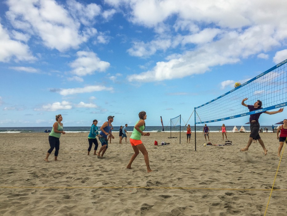 Playing volleyball at Mission Beach
