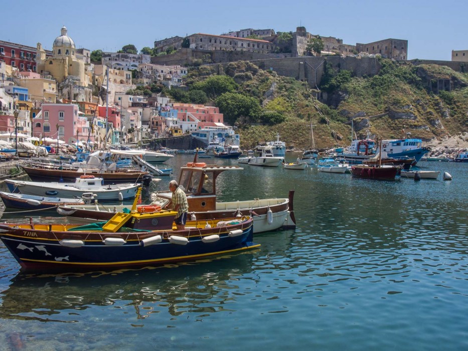 Fishing boats in Marina Corricella, Procida island, Italy