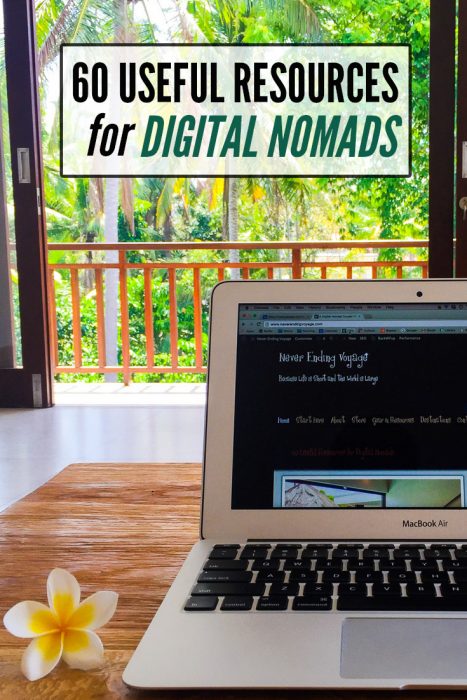 60 digital nomad resources that will help you work while travelling including gear, apps, software, websites and books. 