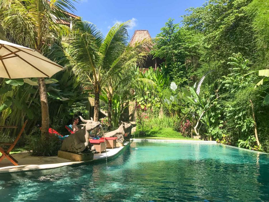 Desak putu putera cottage pool in Ubud, Bali, Indonesia