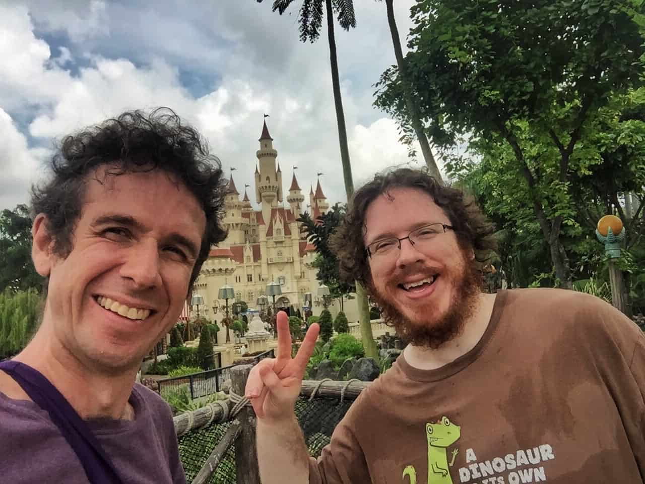 A photo of Simon and Kevin Fairbairn Universal Studios Singapore