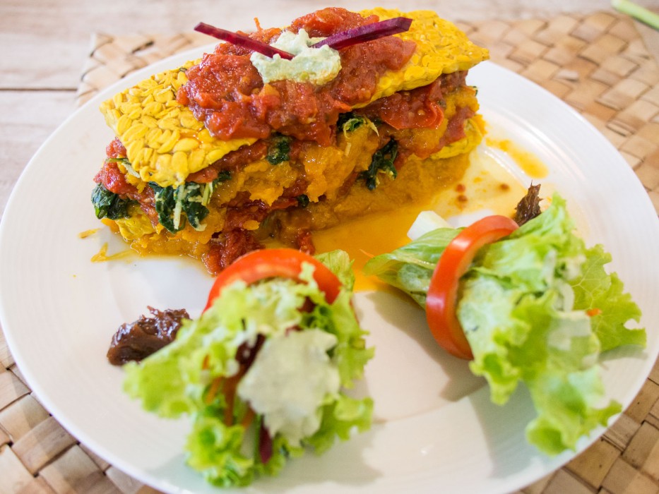 Ubud vegetarian restaurants - Fussy bird tempeh pumpkin lasagna