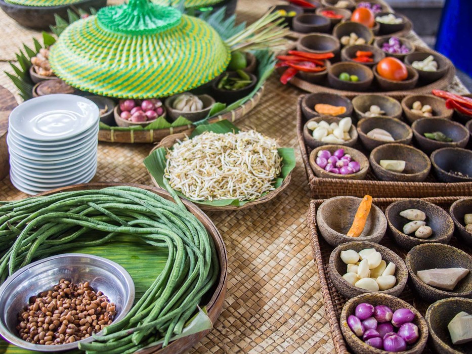 Ingredients for a cooking class with Payuk Bali, Ubud, Bali
