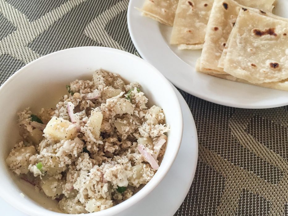 A vegetarian version of the traditional Maldivian breakfast