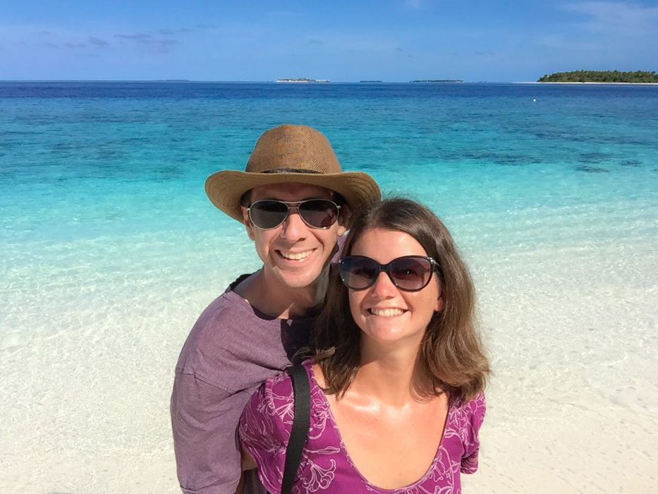 Simon and Erin of Never Ending Voyage at Reethi Beach Resort, Maldives