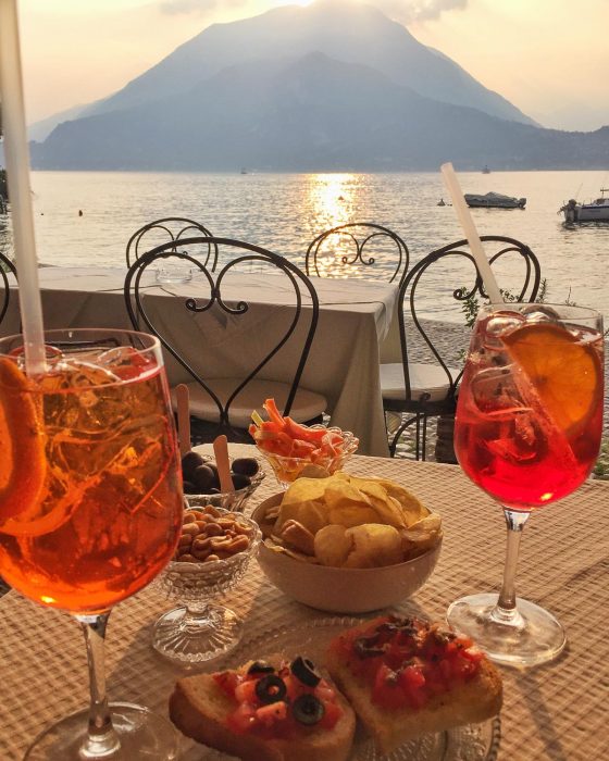 Sunset aperitivo in Varenna, Lake Como, Italy