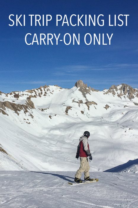It is possible to pack carry-on only for a ski trip! Click through for a ski trip packing list with everything you need for a week on the slopes in one bag.
