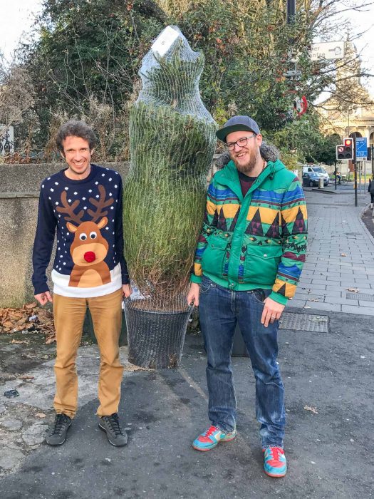 Simon and Steve Christmas tree shopping