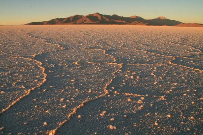 Sun Rising over the Bolivian salt flats (Salar de Uyuni)