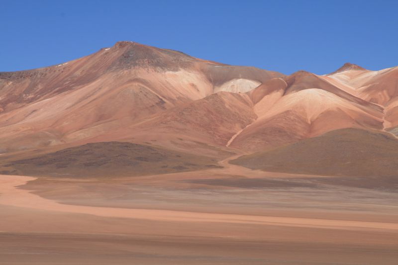 Watercolour shaded mountains on Salt Flats tour, Bolivia