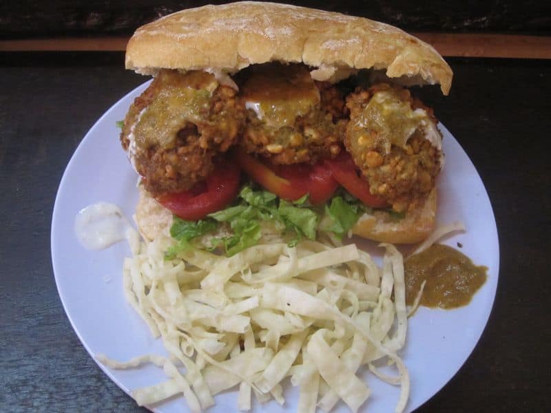 Falafel sandwich at Prasada, Cusco