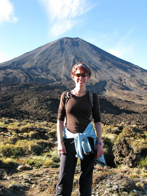 Nora at the base of 'Mount Doom' in New Zealand