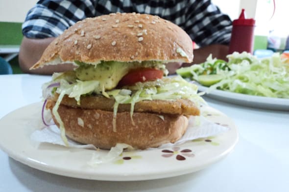 Veggie Burger at El Paraiso, Cuenca, Ecuador